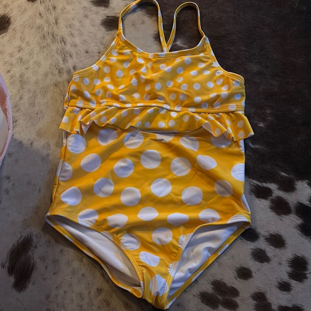 Wonder Nation Yellow and White One Piece Swimsuit